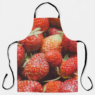 Close-up view on fresh summer strawberry with vint apron