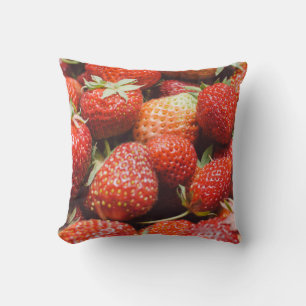 Close-up view on fresh summer strawberry with vint throw pillow