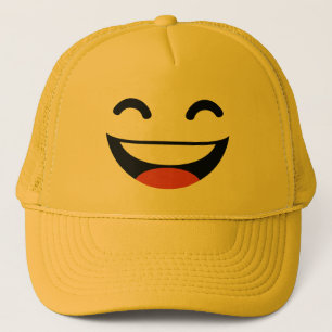 Close your eyes laughing emoji trucker hat