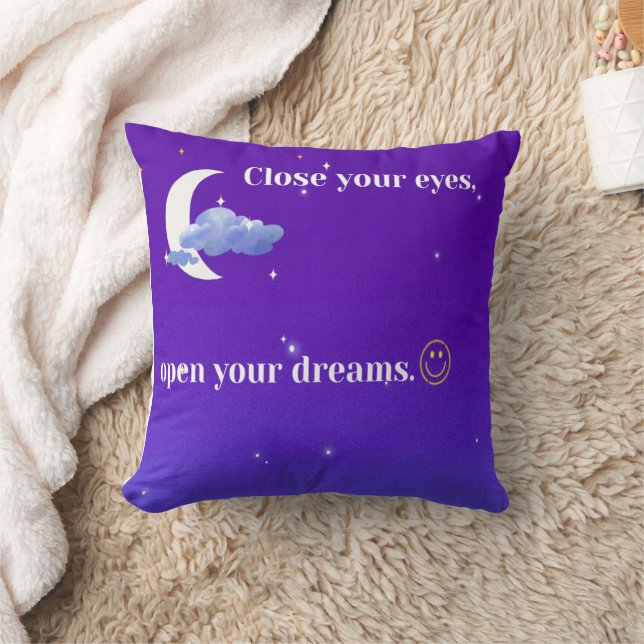 Close your eyes, open your dream- good night throw pillow (Blanket)