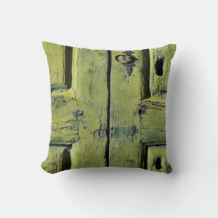 Closed brown wooden 2-door panel throw pillow