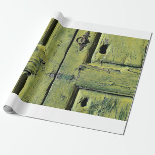 Closed brown wooden 2-panel door wrapping paper