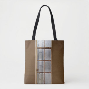 CLOSED CLEAR GLASS 8-PANEL WINDOW TOTE BAG