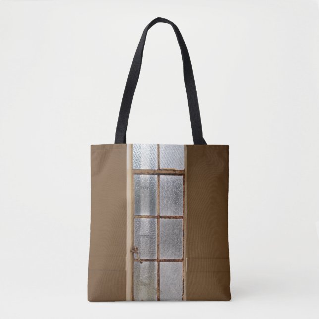 CLOSED CLEAR GLASS 8-PANEL WINDOW TOTE BAG (Front)
