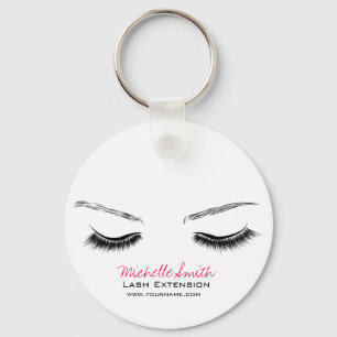 Closed eyes long lashes lash extension keychain