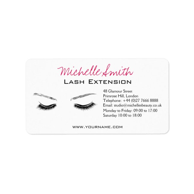 Closed eyes long lashes lash extension label (Front)