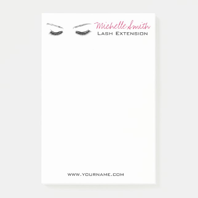Closed eyes long lashes lash extension post-it notes (Front)