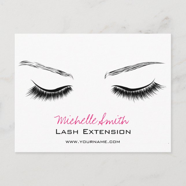 Closed eyes long lashes lash extension postcard (Front)