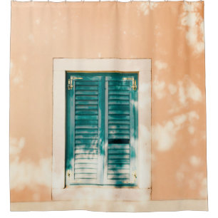 Closed green wooden door