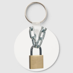 Closed padlock and chain keychain