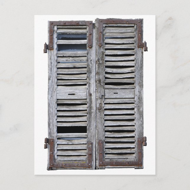 Closed window with old wood shutters postcard (Front)