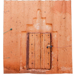 Closed wooden window in traditional moroccan house