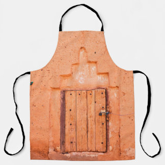 Closed wooden window in traditional moroccan house apron