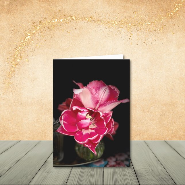 Closeudo de tulipes, rose et blanc, Cartes de note (Closeup of pink & white tulips, photo taken outside Enkhuizen, Netherlands.)