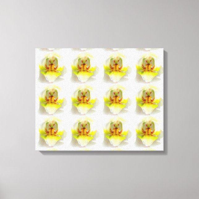 closeup 12 yellow-white orchids canvas print (Front)