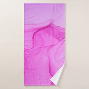 Closeup alcohol ink abstract painting. Soft colour Bath Towel