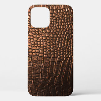 Closeup: crocodile leather texture. iPhone 12 case