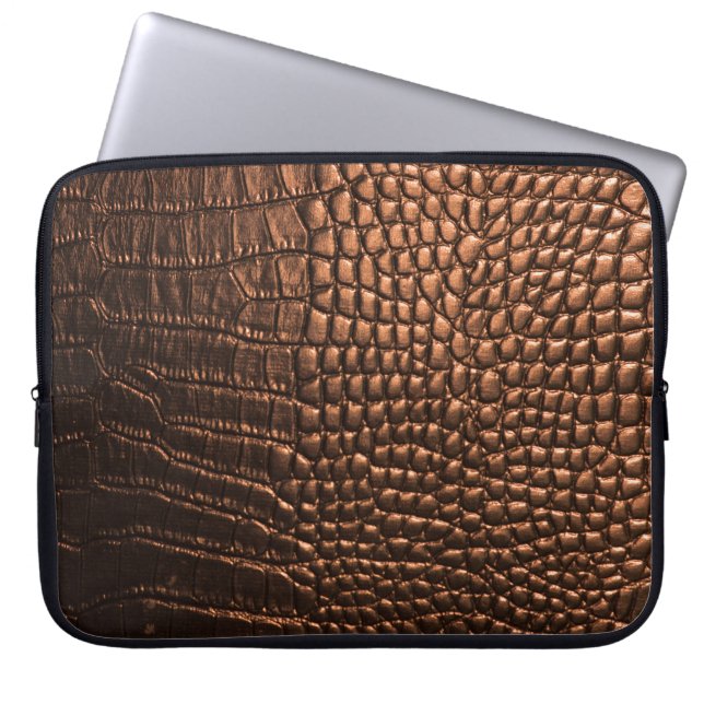 Closeup: crocodile leather texture. laptop sleeve (Front)