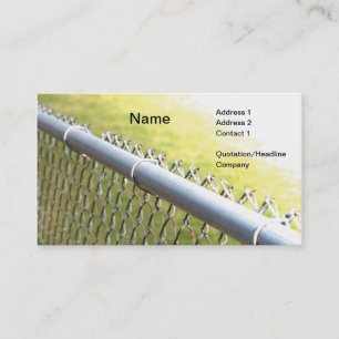 closeup detail of a metal chain link fence business card