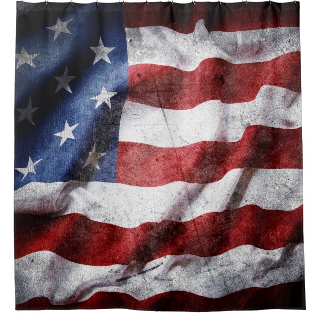Closeup grunge American flag. (Front)