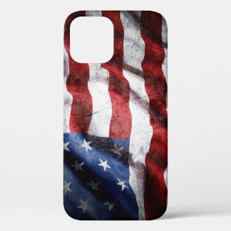 Closeup grunge American flag. iPhone 12 Case