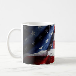 Closeup grunge American flag. Coffee Mug