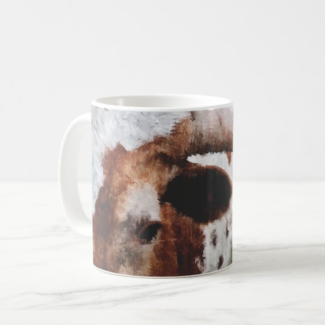 Closeup Impressionist Painted Longhorn Coffee Mug (Front Left)