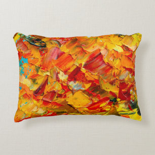 Closeup macro texture fragment of oil painting fin accent pillow