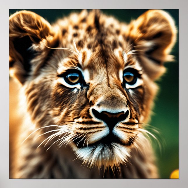 Closeup of a Lion Cub Poster (Front)