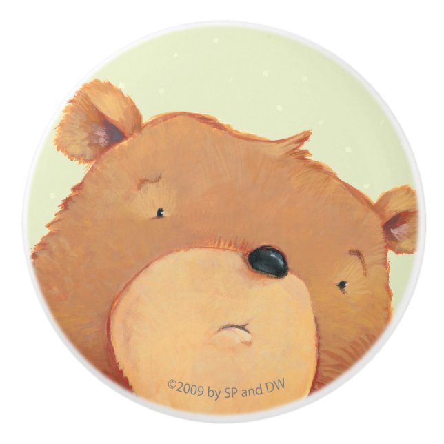 CloseUp of Big Brown Bear Ceramic Knob (Front)