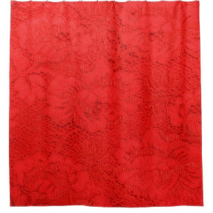 Closeup of fine elegant red lace texture with seam