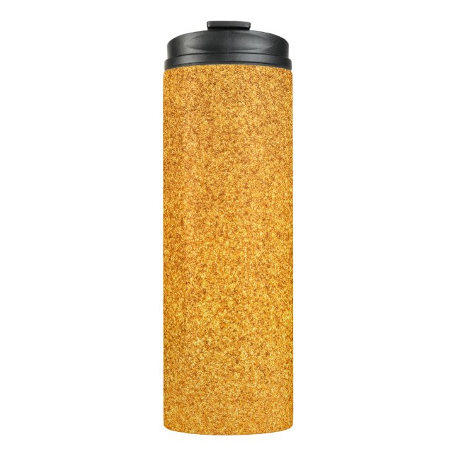 Closeup of golden matte metal texture. Shiny metal Thermal Tumbler (Front)