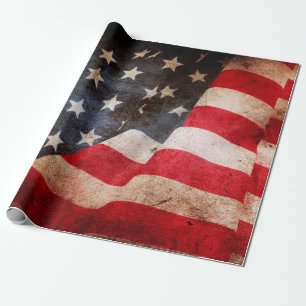 Closeup of grunge American flagamerica, american, Wrapping Paper