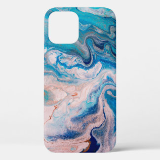 Closeup of mixed blue and white abstract marble te iPhone 12 case