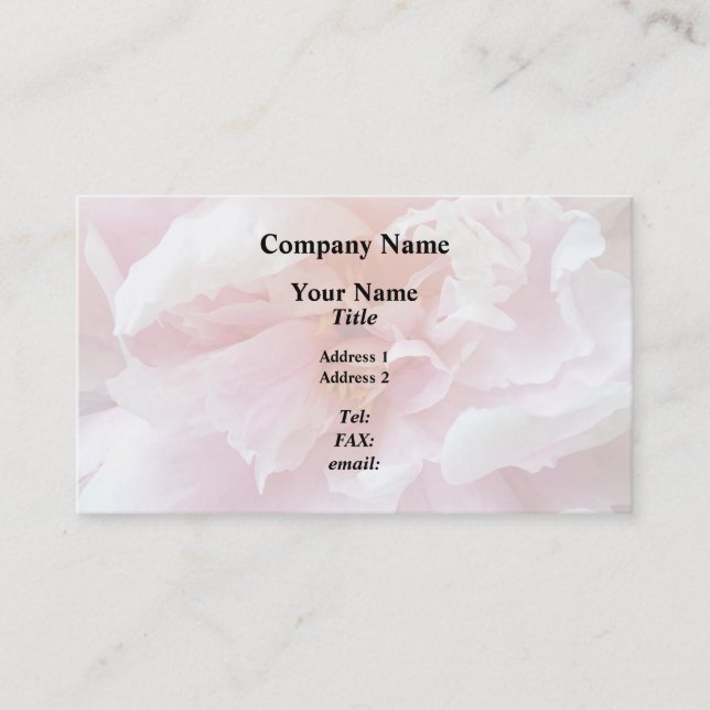 Closeup of Pale Pink Peonies Business Card (Front)