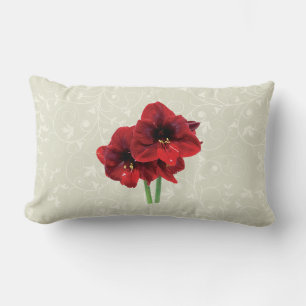 Closeup of Red Amaryllis Lumbar Pillow