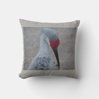 Closeup of the face of a Sand Hill Crane Throw Pillow