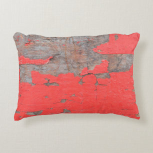 Closeup old and peeling painted wood board backgro accent pillow