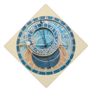 Closeup on Prague Astronomical Clock, Czech R. Graduation Cap Topper