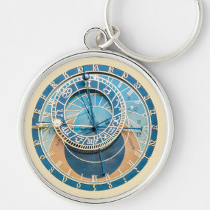 Closeup on Prague Astronomical Clock, Czech R. Keychain