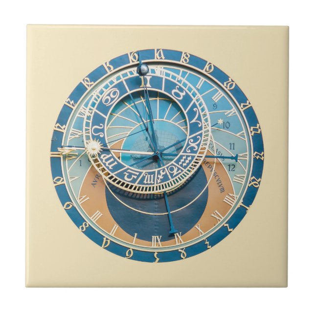 Closeup on Prague Astronomical Clock, Czech R. Tile (Front)