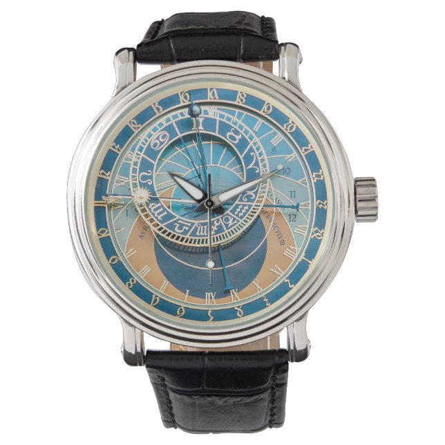 Closeup on Prague Astronomical Clock, Czech R. Watch (Front)