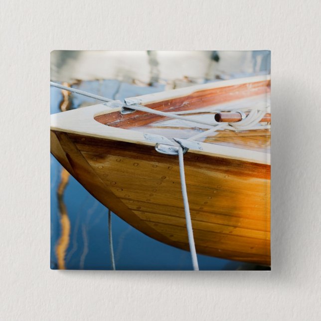 Closeup On Tied Up Boat 2 Inch Square Button (Front)