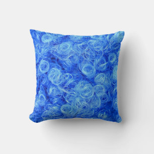 Closeup photo of a blue wig for carnival throw pillow