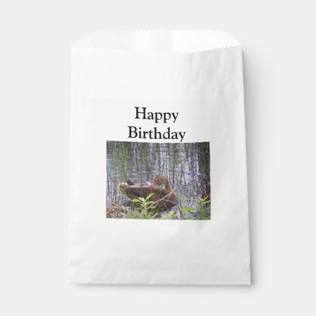Closeup photo of a duck favour bag (Front)