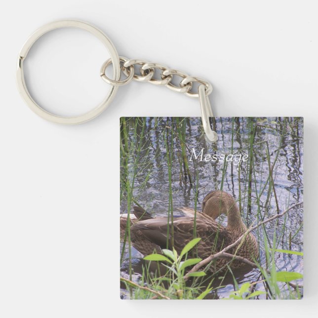 Closeup photo of a duck keychain (Front)