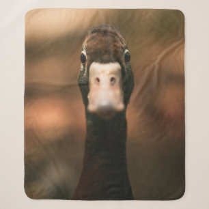 CLOSEUP PHOTO OF DUCK FACE SHERPA BLANKET