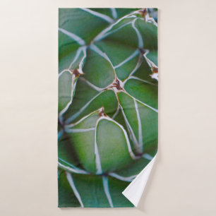 Closeup photo of green and white plant bath towel