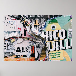 Closeup photo of torn papers poster