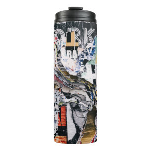 Closeup photo of torn papers thermal tumbler